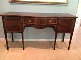 Custom made serpentine, Hepplewhite style sideboard with satinwood inlay, 66" x 20 1/2" deep