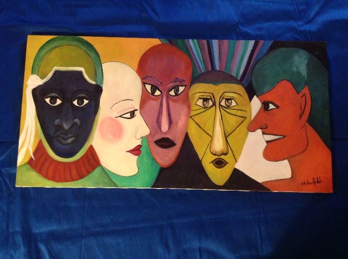 Oil on canvas. Mardi Gras inspired this. Peice and is side finished so a frame would not be required.  