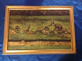 Multiple media's are used here.   Both with oil an cut outs.   