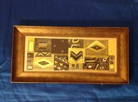 Fabulous collage with gold leafing and black cut out work framed magnificently in gold framing