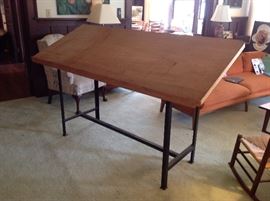 The artist work table. Moved from the upstairs studio to the living room