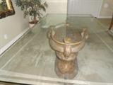 Dining glass table with pedistal
