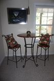 Iron and Wood Pub Table w/ Chairs. 
