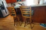 Wood and leather bar stools 
