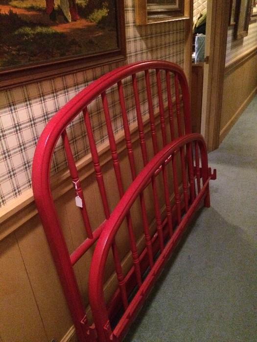 Full size bed red head-board & foot-board (came from a Greenbriar Lake estate)