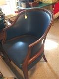 Blue leather side chair