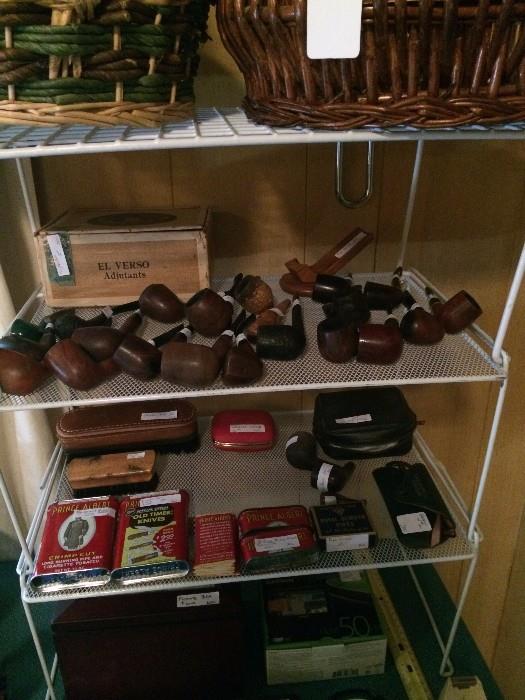 Pipe collection and Prince Albert cans