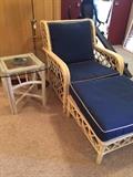 White rattan chair & ottoman