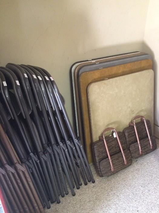 Folding chairs, card tables, and stadium seats
