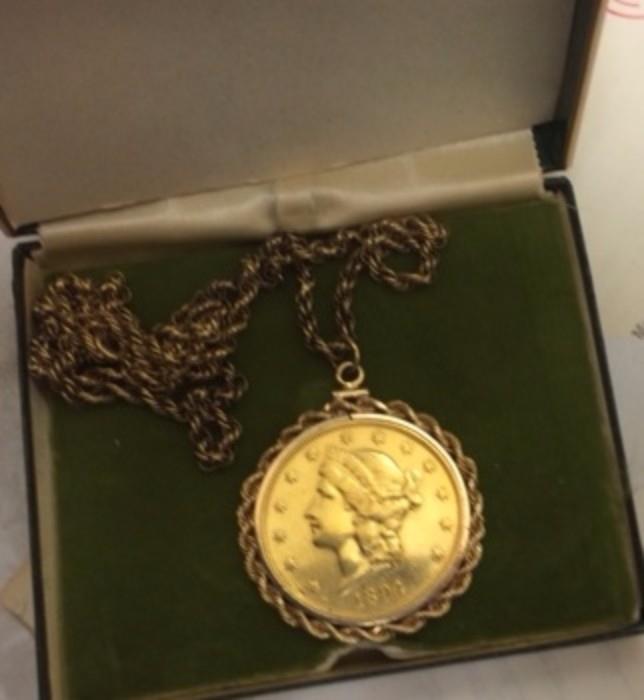 $20 gold coin necklace (appraised at $3100)