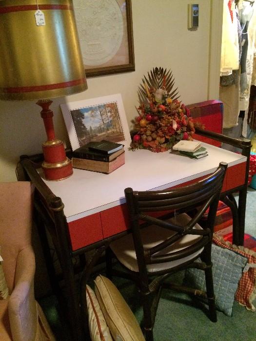 Bamboo framed desk with chair
