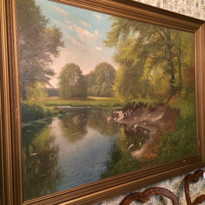 Framed oil painting