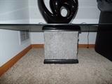1 of 2 matching stone and glass side tables