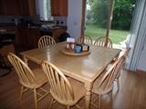 Square kitchen table w/8 chairs - leaf is in the table