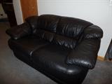 3pc black leather couch set w/matching loveseat and side chair