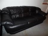 3pc black leather couch set w/matching loveseat and side chair