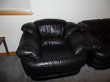 3pc black leather couch set w/matching loveseat and side chair