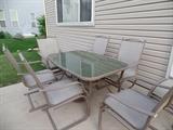 Patio table w/6 chairs, 2 ottoman and umbrella 