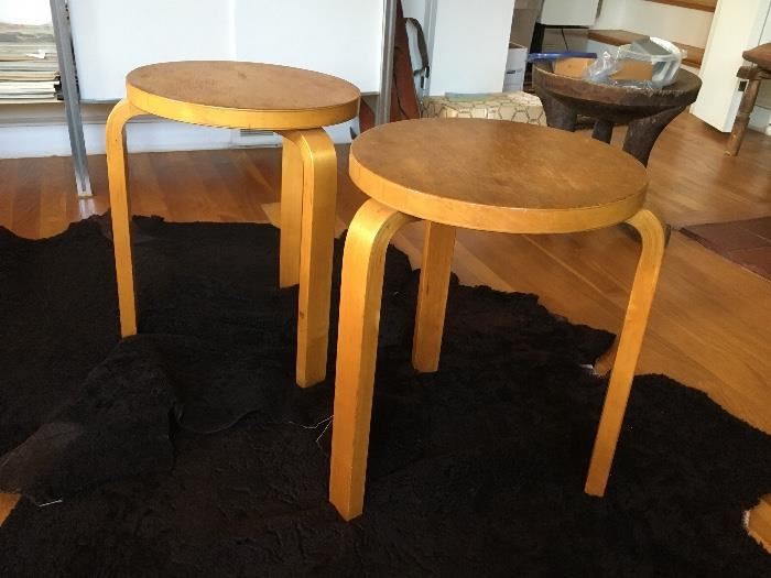 Early pair of Alvar Aalto stools produced by Finsven (Sweden) - one of original Aalto designs manufacturers in the 30's-50's. 