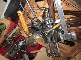 Plenty of interesting mid century type utensils for the kitchen.