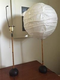 Cool Pair of MCM Lamps with cannonball base on bamboo.