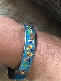 Antique Chinese silver and enamel bracelet