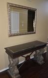 Marble Top Entry Table & Framed Mirror