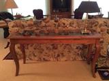Glass and wrought iron top sofa table 