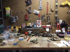 Workbench with tools and DIY