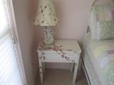 PAINTED END TABLE AND LAMP
