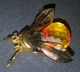 Daniel Swarovski Paradise Aliper Fire Opal Bee Brooch Pin Sterling Silver