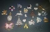 Swarovski signed pin brooches including Traveling Teddy signed Carolee , D'Orlan Teddy Bear