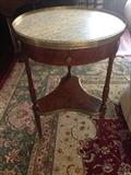 Pair 19thC Marble Top French Stands with Brass Gallery!