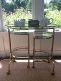 Brass Glass Deco Style Bar Cart