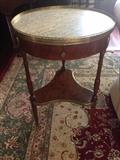 Pair of 19thC Side Tables with Marble Top and Brass Gallery Detail