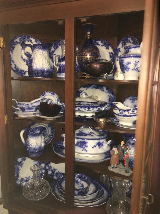 Large collection of Flow Blue china