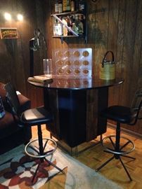 Mid-century modern bar with two chairs