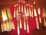 Mother of pearl Handle flatware, 3 serving pieces