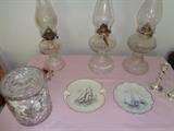 Collection of hurricane lamps