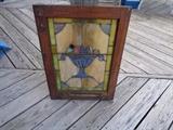 Vintage stained glass window panel