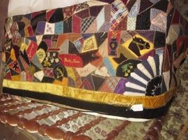 Antique Crazy Quilt, Dated 1885, Beautiful condition