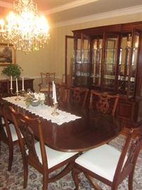 Pennsylvania House Dining Room set. Table has 2 leaves (pictured in ) 10 chairs, china cabinet, buffet