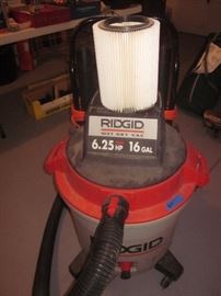 Rigid Wet / dry Vac. w/ dollie cart, extra filter