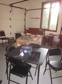 Folding chairs, Full size bed, queen headboards, 