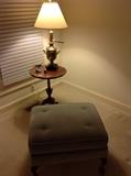 ottoman, side table and samovar lamp