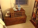 old wood tool trunk, Clarks spool cabinet