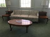 Living room set with end tables and beautiful cocktail table. Family Heritage Estate Sales, LLC www.familyheritageestatesales.com