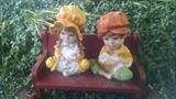 **CUTE*** OUTDOOR BOY/ GIRL ON BENCH STATUARY