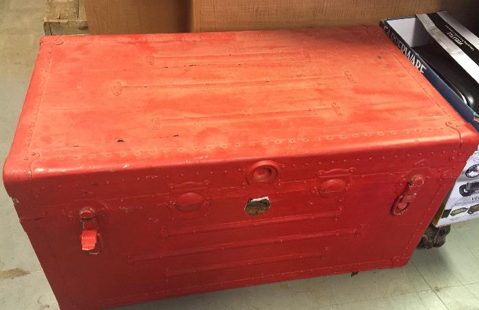 Old trunk painted red