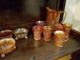 carnival ware pitcher  cups